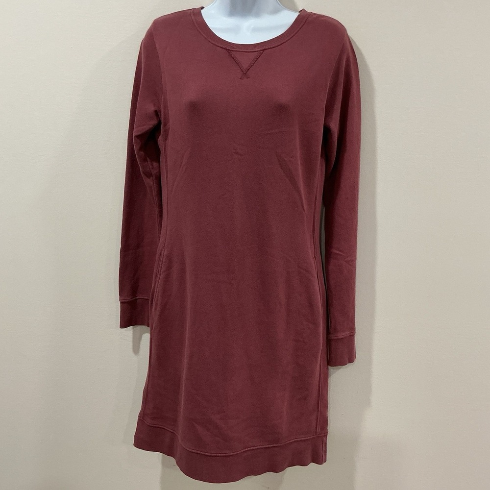 Pact Womens Small Organic Cotton Sweatshirt Dress Pink Raglan Long Sleeve Mini